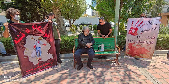 تصاویرِ تجمع هنرمندان در حمایت از مردم خوزستان