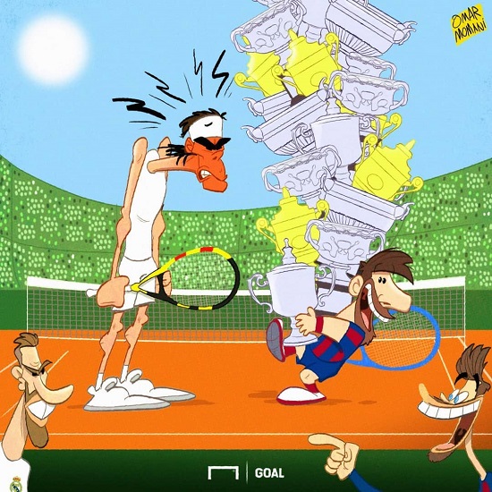 کاریکاتور: مسی و ۵۰ گرنداسلم در تنیس!