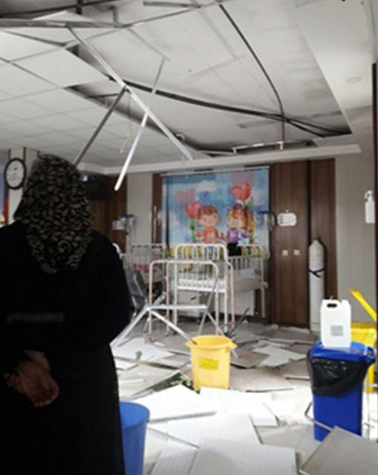 ریزش سقف بخش اطفال یک بیمارستان در شهرکرد