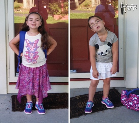 عکس های خنده دار بچه ها قبل و بعد از اولین روز مدرسه