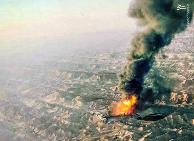 عکس هوایی از محل انفجار میدان گازی رگ‌ سفید