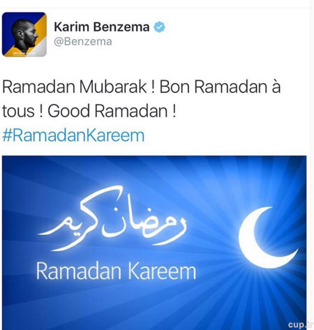 تبریک بنزما بابت فرارسیدن ماه رمضان