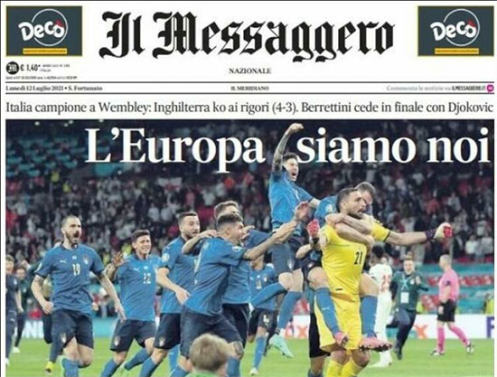 مطبوعات اروپا در تمجید ایتالیا پس از قهرمانی