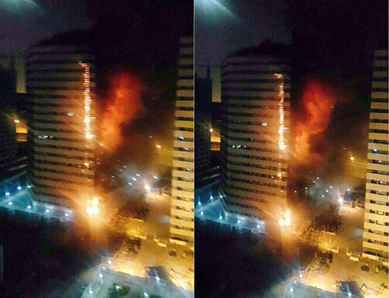 اولین عکس از آتش سوزی در برج مسکونی پامچال