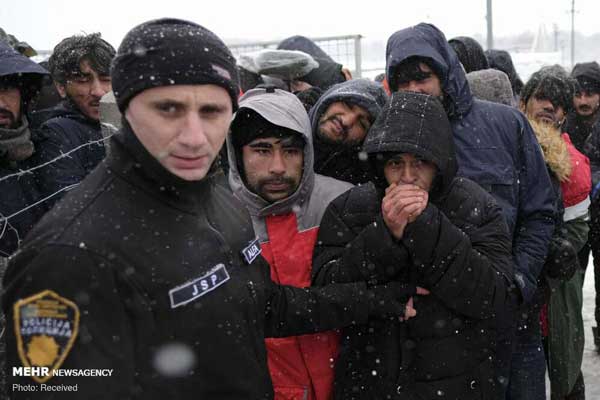 تصاویر؛ مهاجران بی‌پناه در برف و سرما