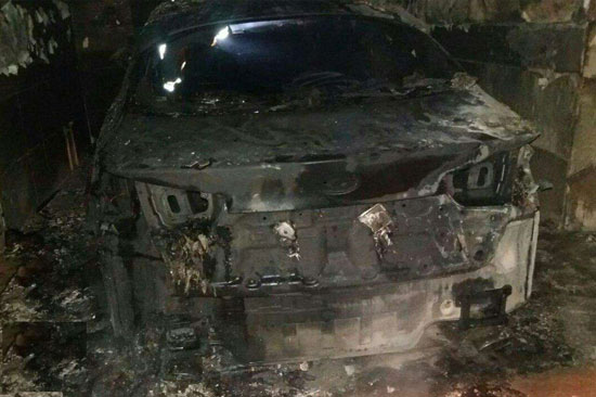 تصویری از خودروی کرار که در آتش سوخت
