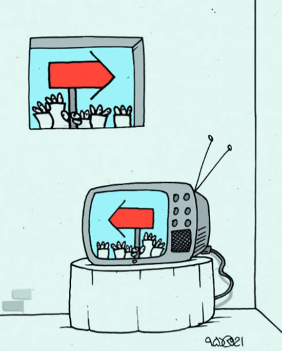 کاریکاتور: تلویزیون،مردم را اینطوری نشان میدهد!
