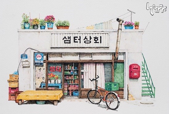 نقاشی های ظریف و زیبا از مغازه های کره جنوبی