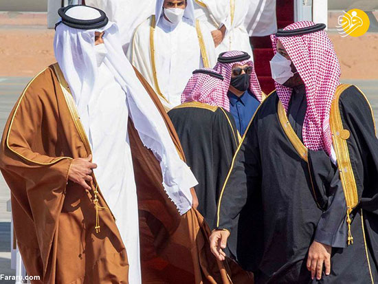 تصاویر؛ استقبال محمدبن سلمان از امیر قطر