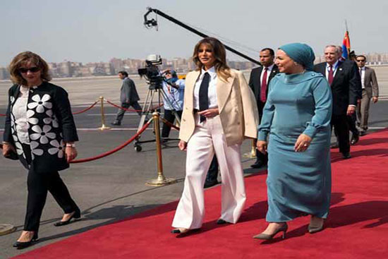 استقبال همسر رئیس جمهور مصر از ملانیا ترامپ