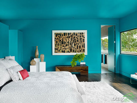 نحوه استفاده از رنگ فیروزه‌ای در دکوراسیون اتاق خواب