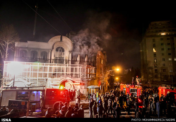 سفارت سعودی در تهران سوخت +عکس