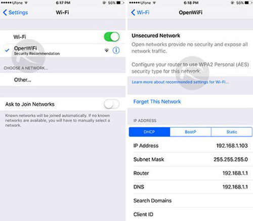 هشدار در پی اتصال به وای-فای ناامن در iOS 10