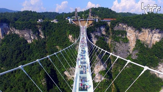 طولانی ترین پل شیشه ای جهان بر فراز دره ای در چین
