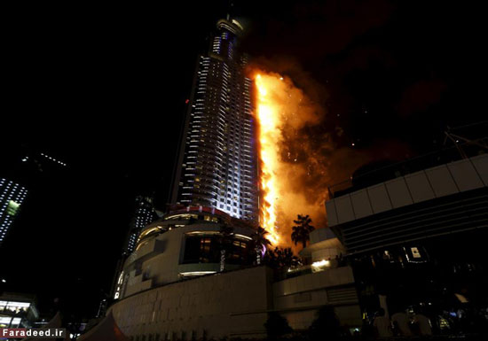 برج «آدرس» دبی آتش گرفت +عکس