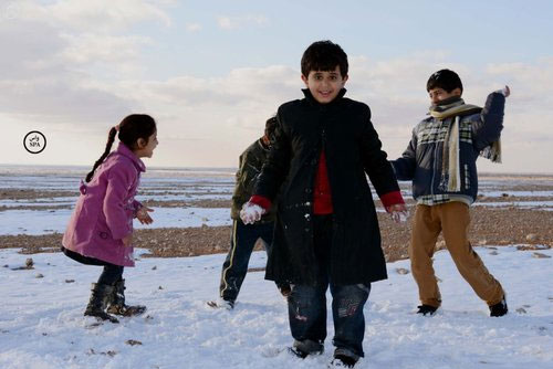 برف بازی مردم عربستان +عکس