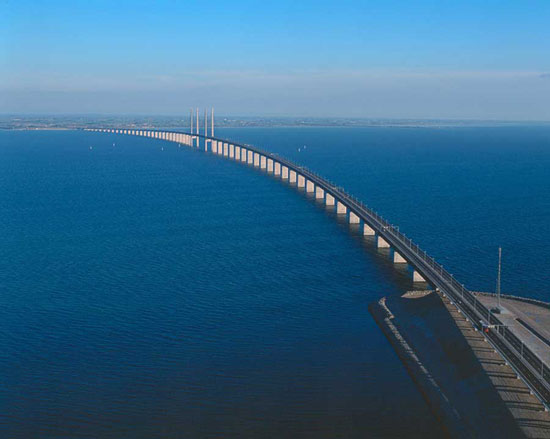 پل معروف «اورسوند» مرز بین دانمارک و سوئد