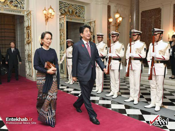دیدار شینزو آبه با رهبر میانمار