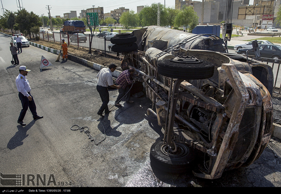 واژگونی تانکر سوخت در کرمانشاه