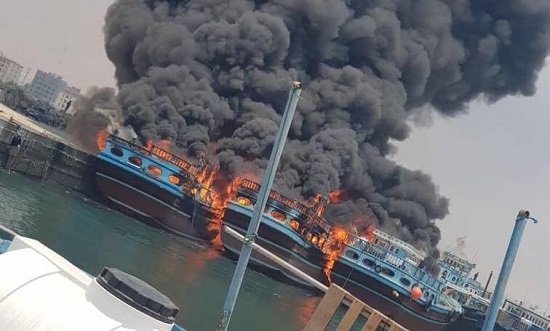 آتش‌سوزی شناورهای اسکله نخل تقی مهار شد