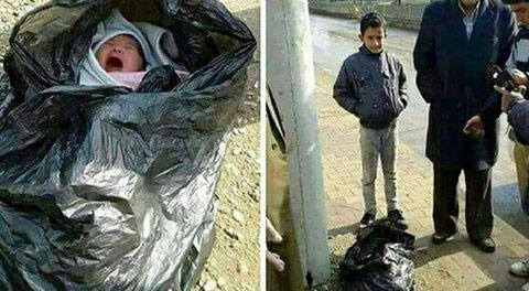 کشف یک نوزاد در کیسه زباله! +عکس
