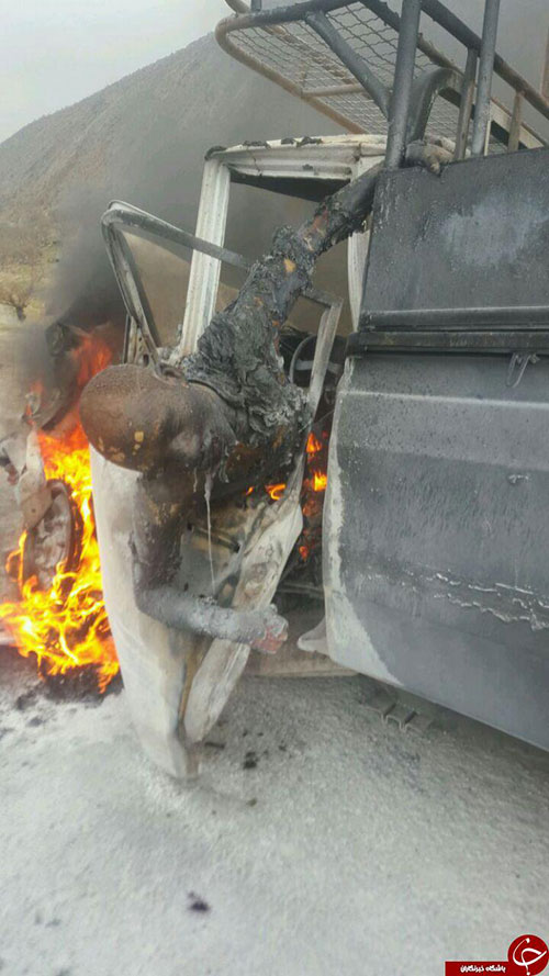 راننده نیسان در آتش سوخت +عکس (18+)