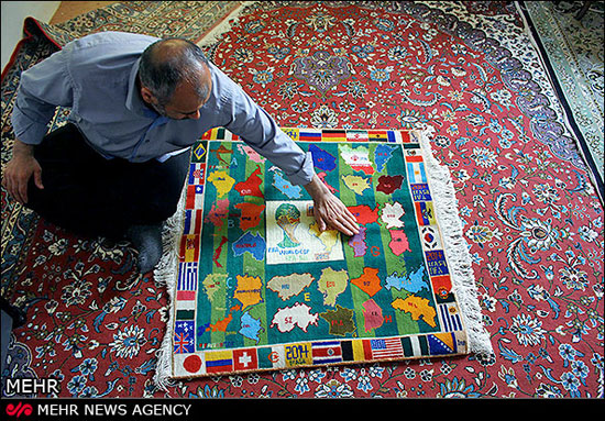 عکس: جام جهانی در تاروپود تابلو فرش ایرانی