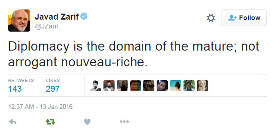 توییت ظریف برای گستاخی وزیر اماراتی