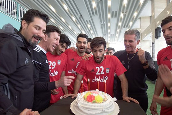 جشن تولد در تمرین امروز تیم ملی فوتبال
