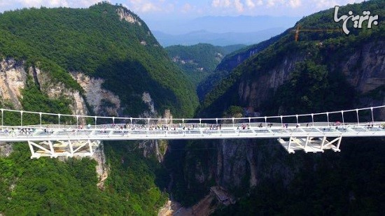 طولانی ترین پل شیشه ای جهان بر فراز دره ای در چین