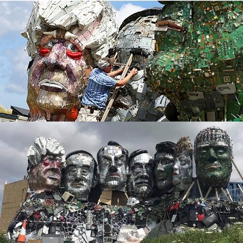 ‏ساخت مجسمه سران گروه ۷ با زباله‌ الکترونیکی