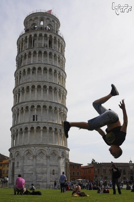 عکس های خلاقانه گردشگران با برج کج پیزا