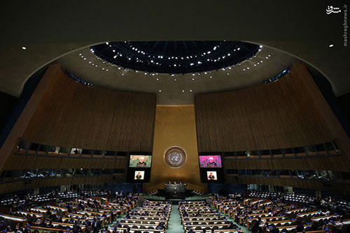 عکس: روحانی پشت تریبون سازمان ملل