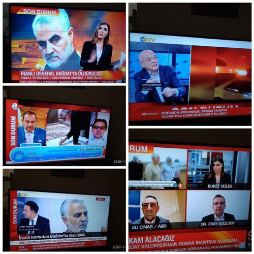 شهادت حاج قاسم، در صدر اخبار تلویزیون ترکیه