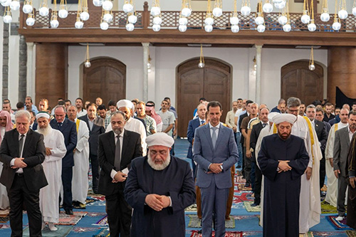 حضور بشار اسد در نماز عید قربان