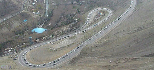 عکسی از وضعیت ترافیک جاده چالوس