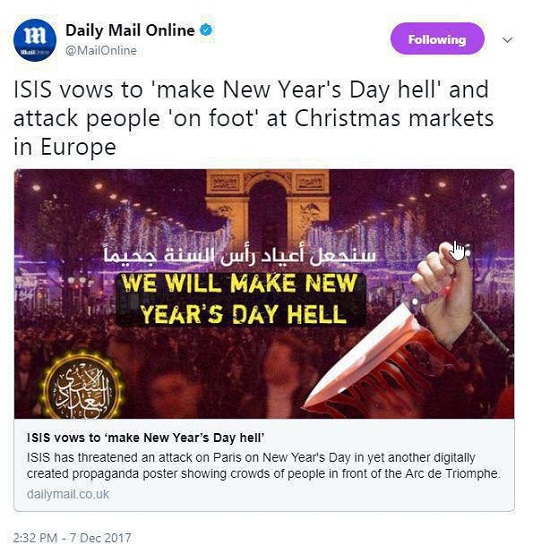 داعش: روز کريسمس را تبدیل به جهنم می‌کنیم