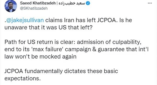 پاسخ خطیب‌زاده به ادعای سالیوان درباره ایران
