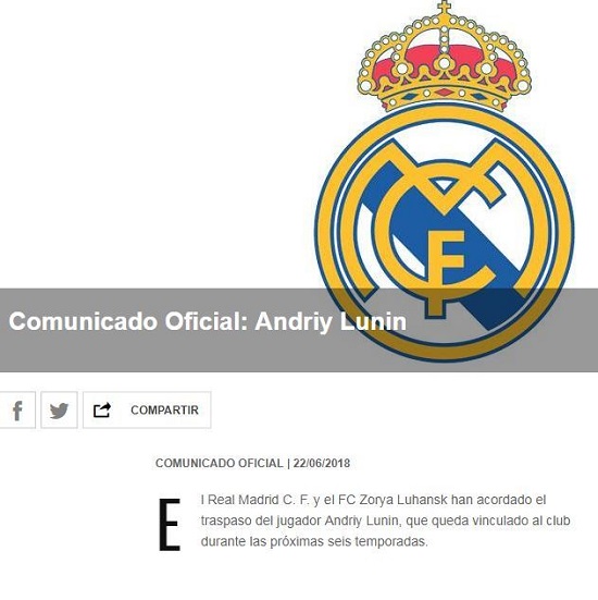 رسمی: آندری لونین به رئال مادرید پیوست