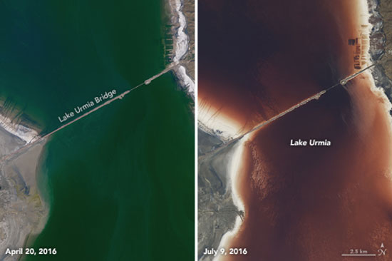 توضیح ناسا درباره تغییر رنگ دریاچه ارومیه