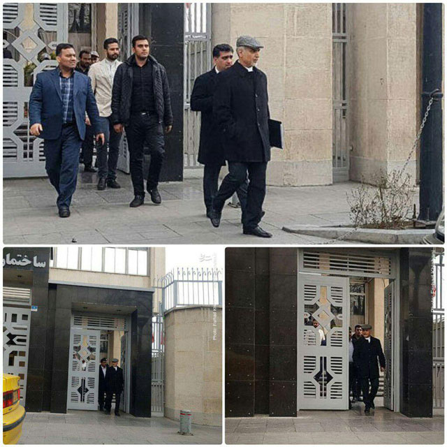 حسین فریدون هنگام خروج از دادگاه