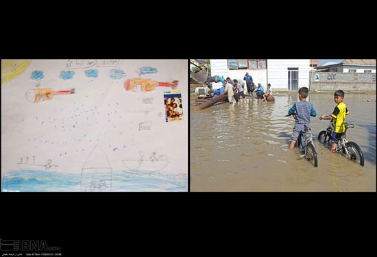 نقاشی‌های کودکان در مناطق سیل‌زده