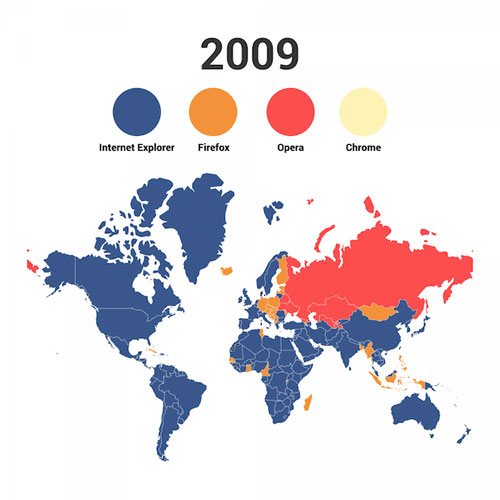نقشه دنیا به روایت جنگ مرورگرها