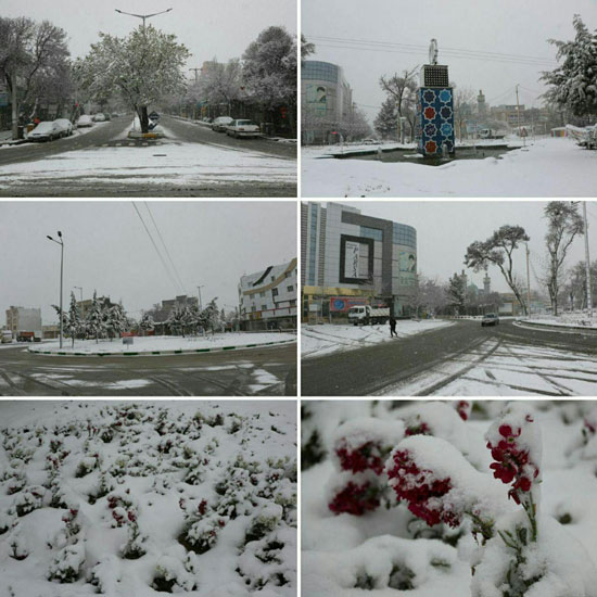تصاویری از بارش برف بهاری در بجنورد