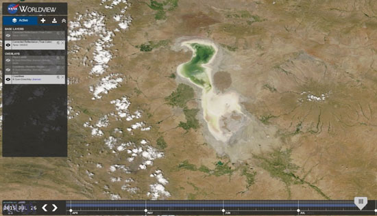 وضعیت بحرانی دریاچه ارومیه در تصویر ناسا