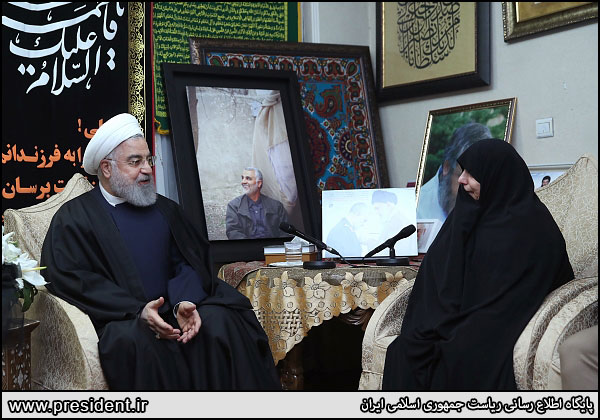 حضور روحانی در منزل سردار شهید سلیمانی