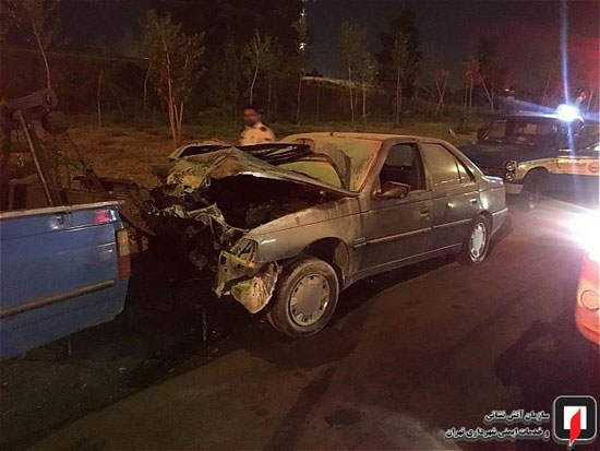 تصادف شدید ۴ خودرو در بزرگراه تهران -کرج