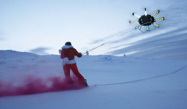 استفاده از پهپاد برای جابجا کردن هوایی اسکی‌بازها