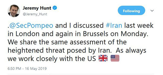 موضع‌گیری خصمانه وزیرخارجه انگلیس علیه ایران