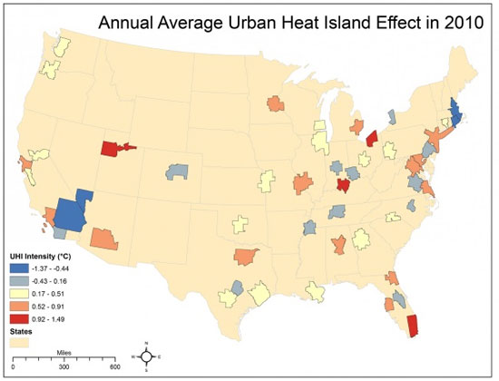 چرا شهرها از مناطق روستایی گرم ترند؟